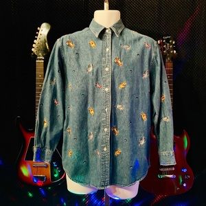 Rare VTG The Disney Store Denim Button Down Sz. M